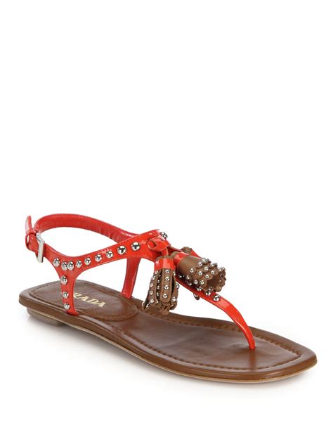 thong prada|prada studded pony skin sandals.